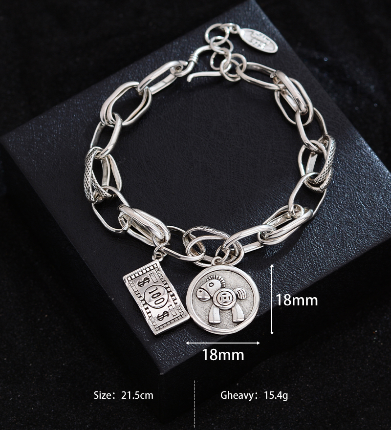 Wholesale Jewelry Hip-Hop Round Copper Cable Chain Bracelets 2