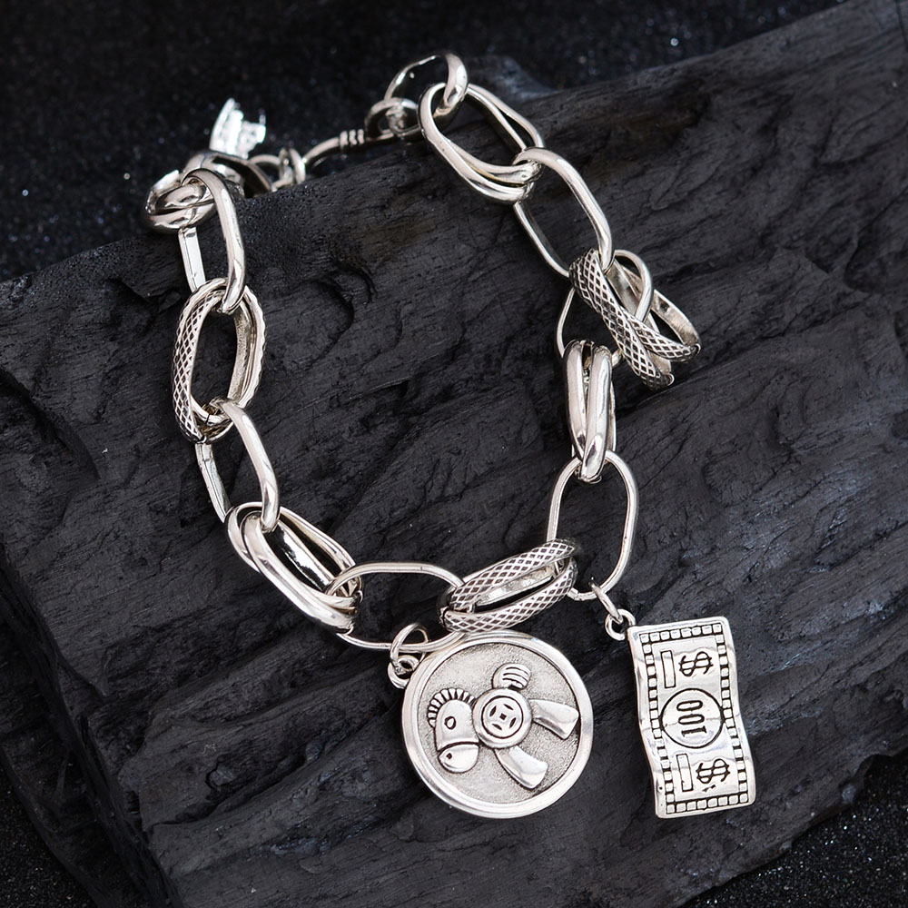 Wholesale Jewelry Hip-Hop Round Copper Cable Chain Bracelets 4