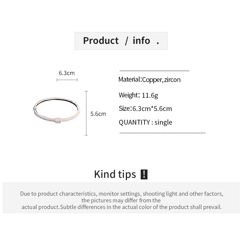 Wholesale Jewelry Modern Style Simple Style Geometric Copper Zircon Inlay Bangle 2