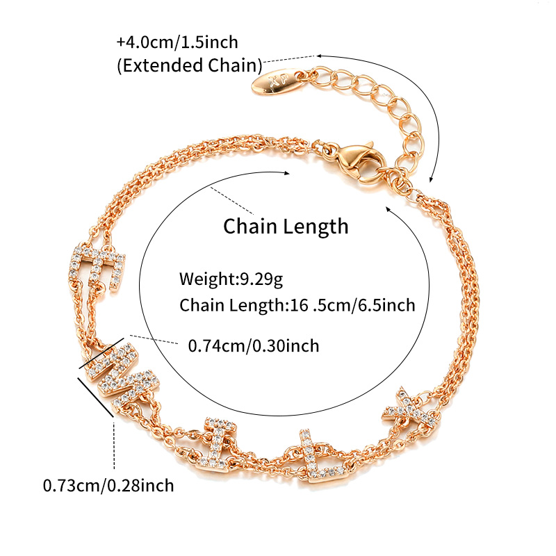 Wholesale Jewelry Retro Lady XUPING Letter Copper Zirconia 18K Gold Plated Plating Cable Chain Bracelets 2