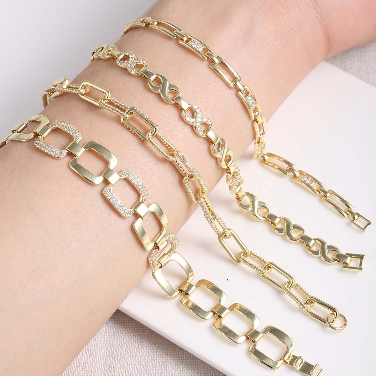 Wholesale Jewelry Simple Style Classic Style Geometric Copper Cable Chain Chain Bracelet