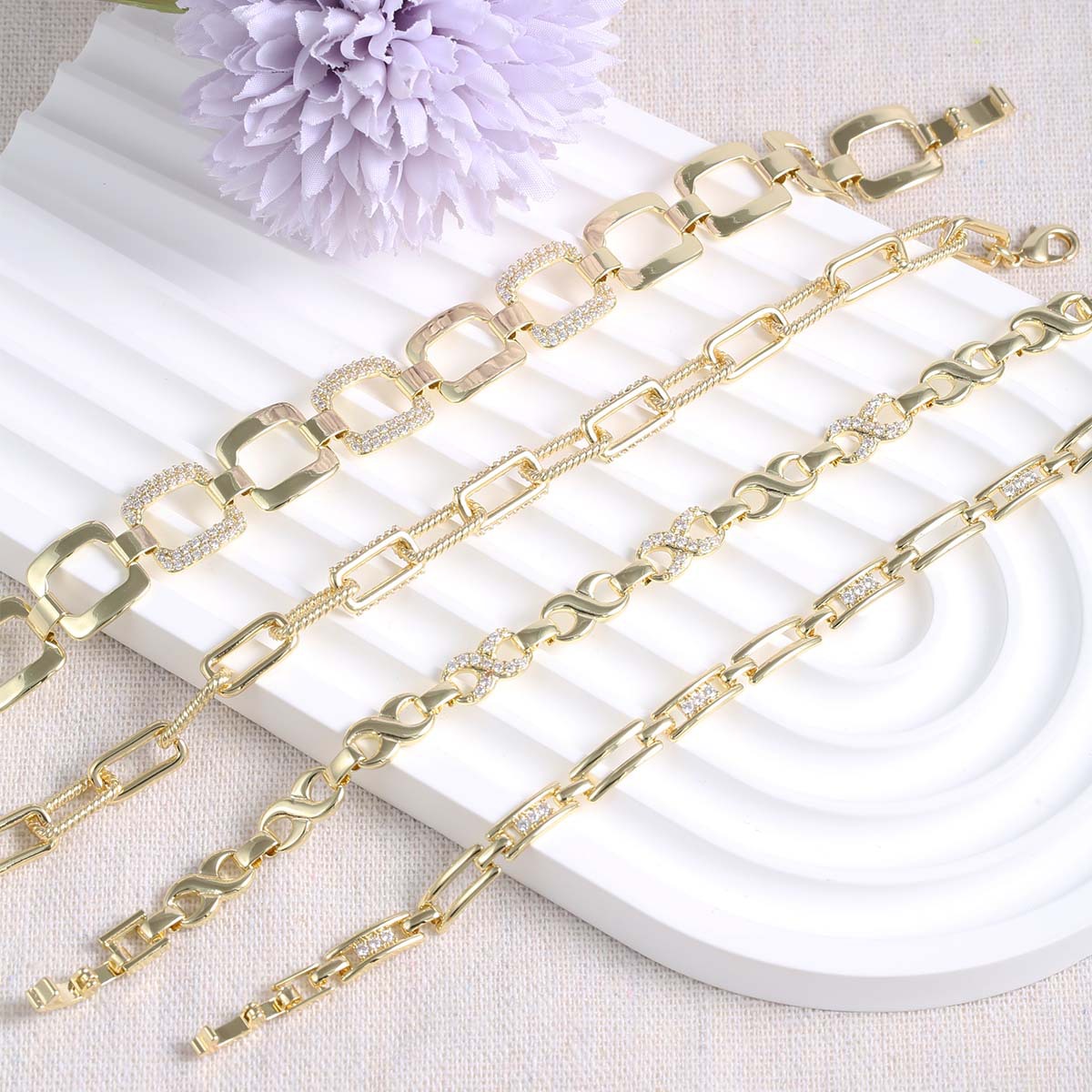Wholesale Jewelry Simple Style Classic Style Geometric Copper Cable Chain Chain Bracelet 3