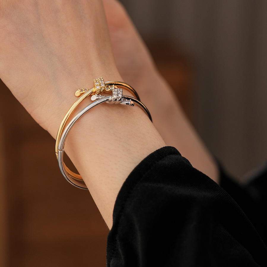 Wholesale Jewelry Simple Style Classic Style Geometric Copper Plating Bangle