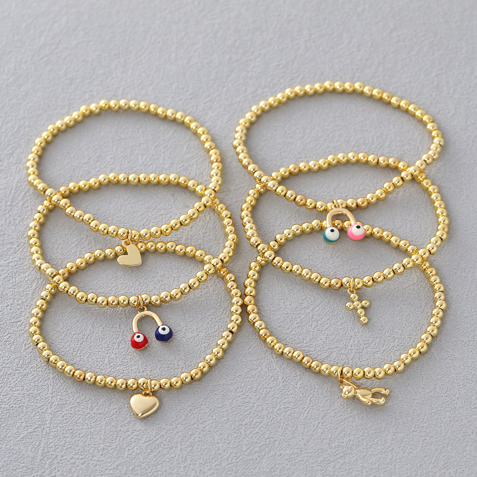 Wholesale Jewelry Simple Style Commute Cross Heart Shape Copper Bracelets Beaded Chain