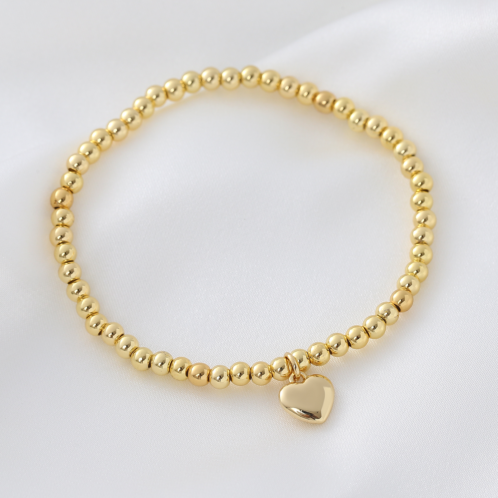 Wholesale Jewelry Simple Style Commute Cross Heart Shape Copper Bracelets Beaded Chain 3