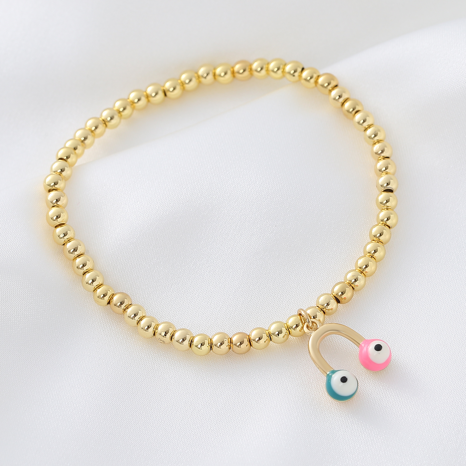Wholesale Jewelry Simple Style Commute Cross Heart Shape Copper Bracelets Beaded Chain 4