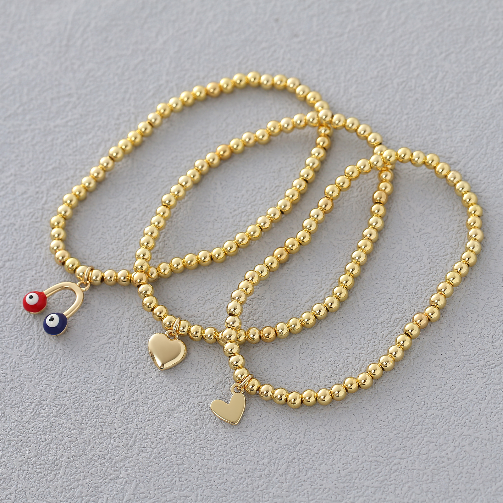 Wholesale Jewelry Simple Style Commute Cross Heart Shape Copper Bracelets Beaded Chain 5