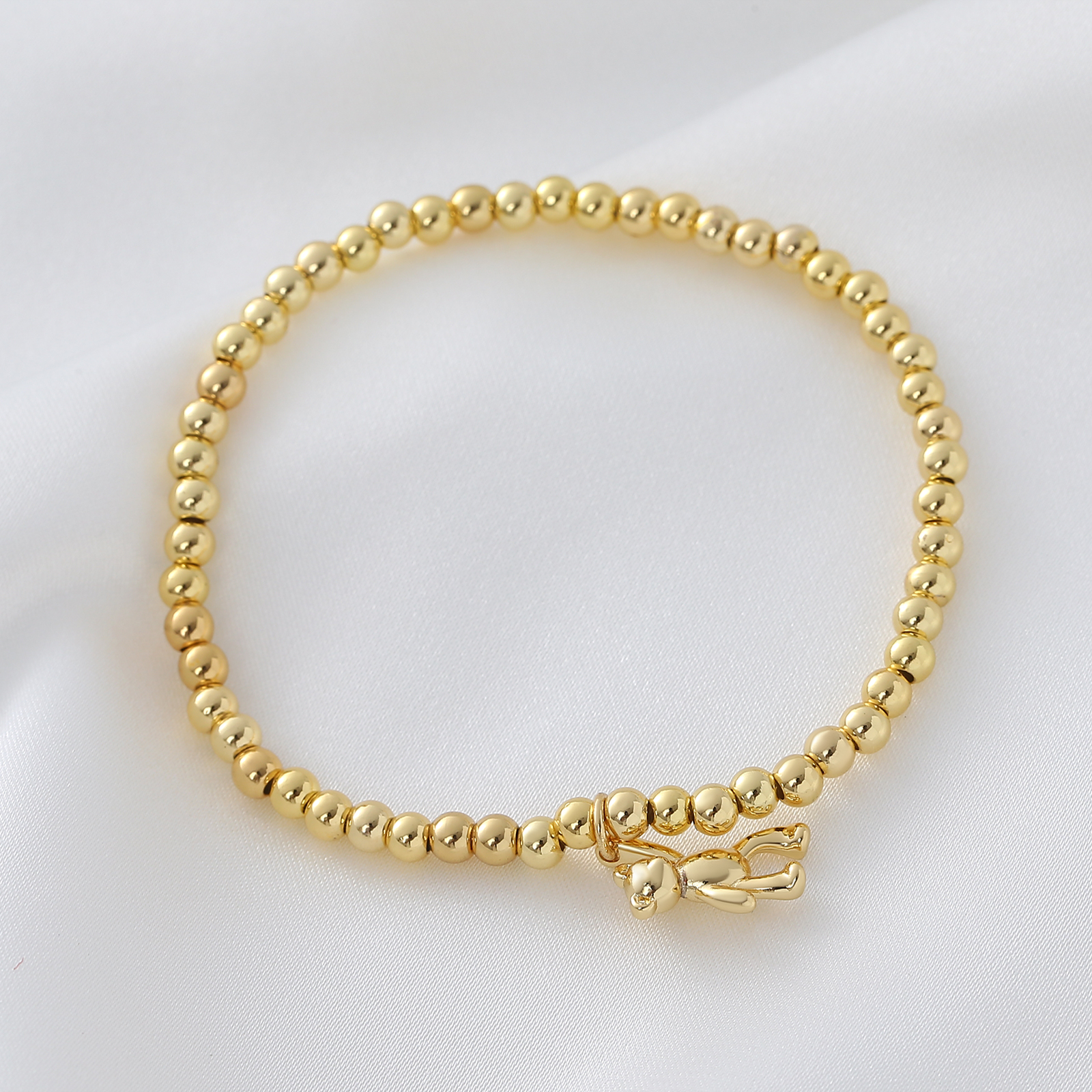 Wholesale Jewelry Simple Style Commute Cross Heart Shape Copper Bracelets Beaded Chain 6