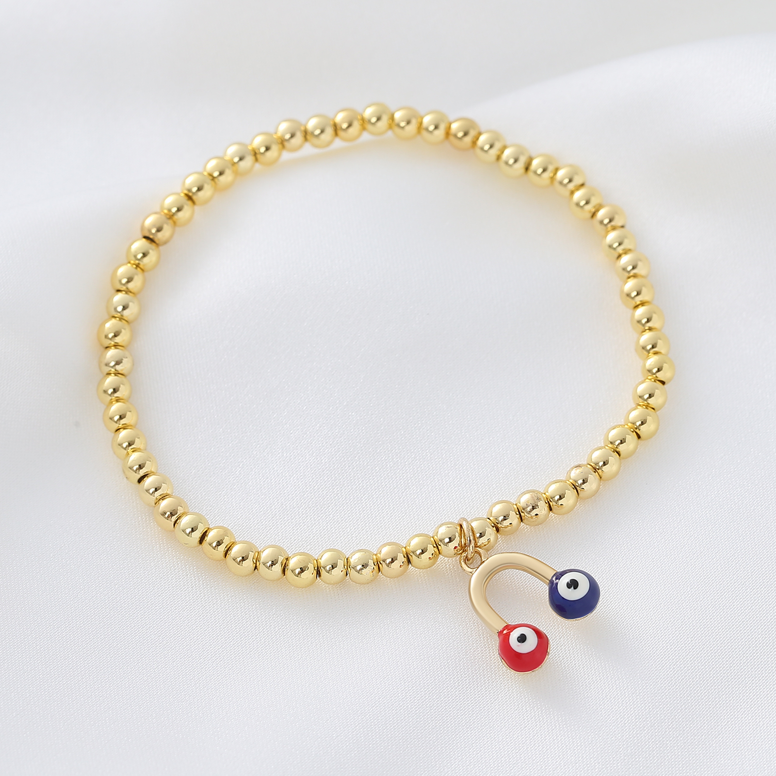 Wholesale Jewelry Simple Style Commute Cross Heart Shape Copper Bracelets Beaded Chain 7