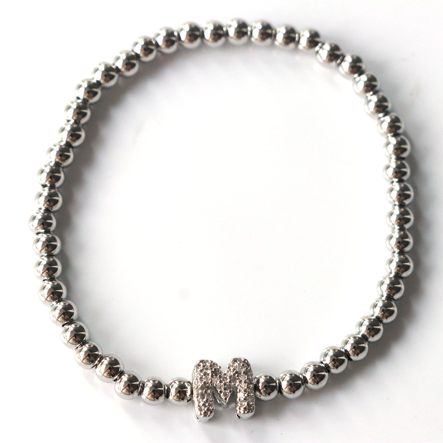 Wholesale Jewelry Simple Style Letter Copper Zircon Bracelets 7