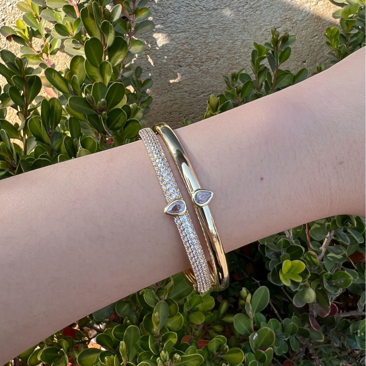 Wholesale Jewelry Simple Style Water Droplets Copper Zircon Plating Bangle