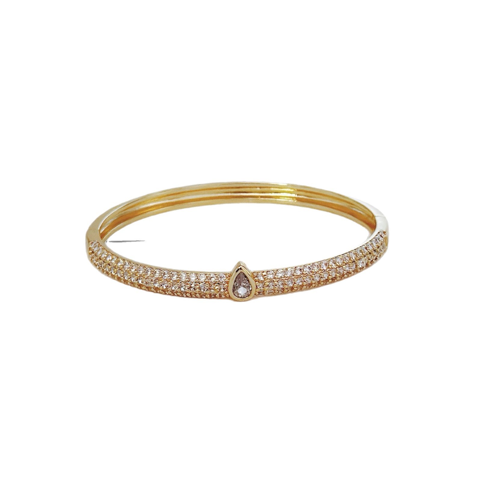 Wholesale Jewelry Simple Style Water Droplets Copper Zircon Plating Bangle 2