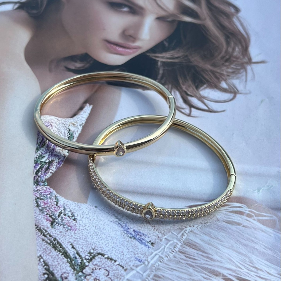 Wholesale Jewelry Simple Style Water Droplets Copper Zircon Plating Bangle 3