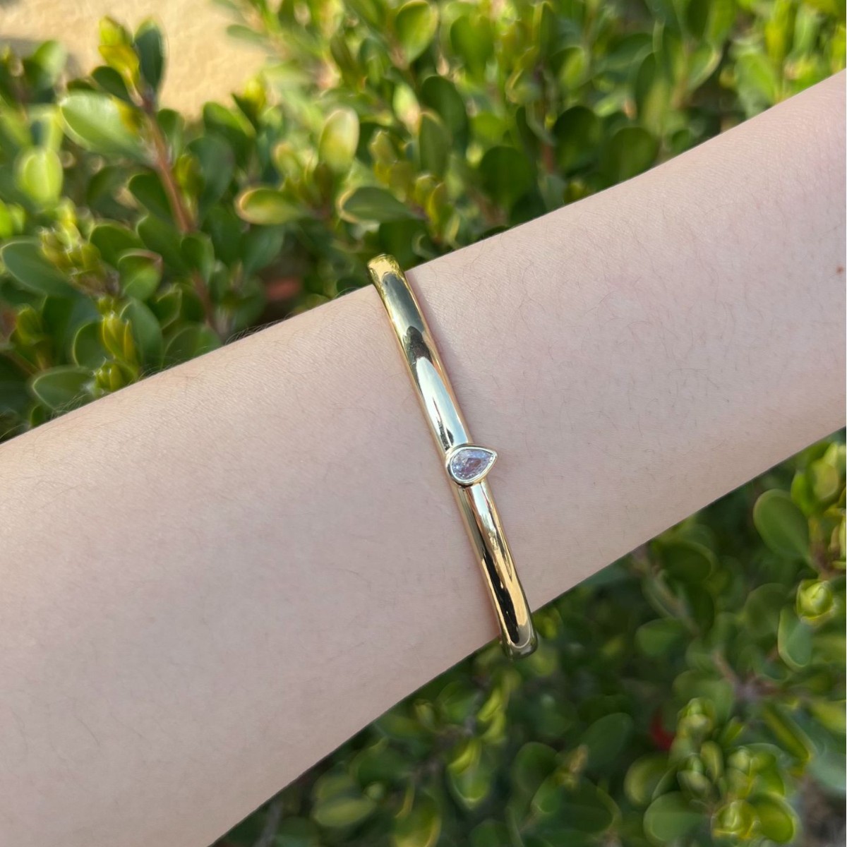 Wholesale Jewelry Simple Style Water Droplets Copper Zircon Plating Bangle 4
