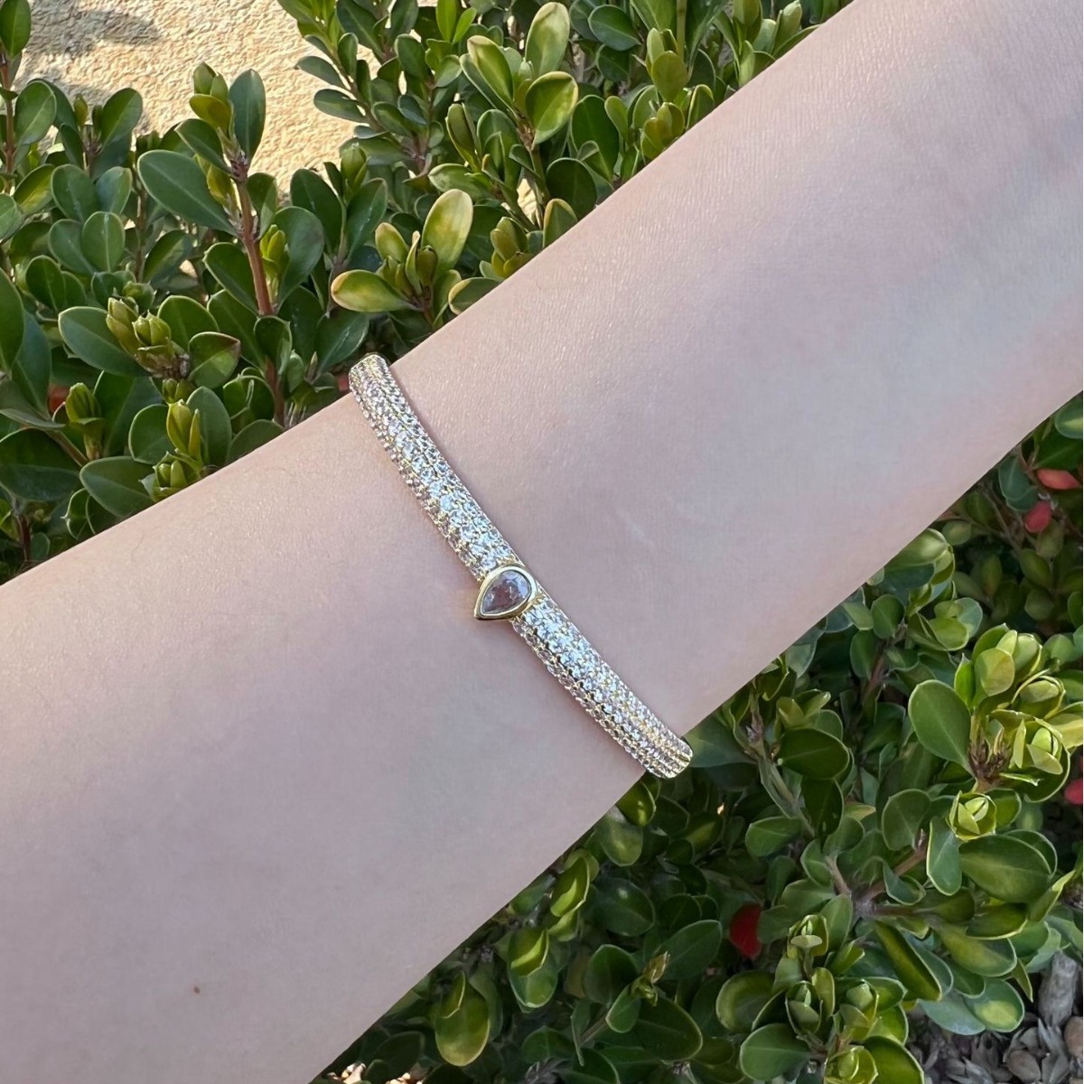 Wholesale Jewelry Simple Style Water Droplets Copper Zircon Plating Bangle 5
