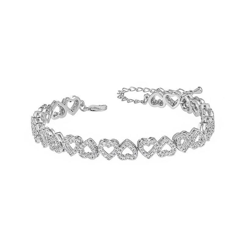 Wholesale Jewelry Vintage Style Classic Style Heart Shape Copper Zircon Plating Bracelets Chain-free 5