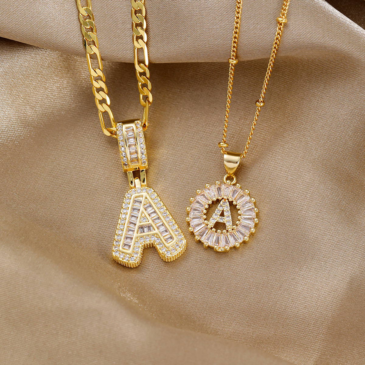 Wholesale Jewelry Vintage Style Classic Style Letter Copper Plating Figaro Chain Pendant Necklace