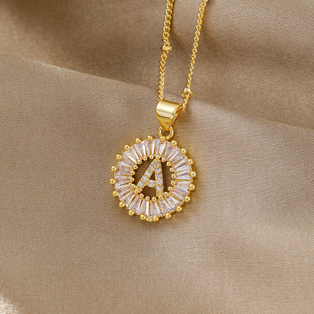 Wholesale Jewelry Vintage Style Classic Style Letter Copper Plating Figaro Chain Pendant Necklace 4