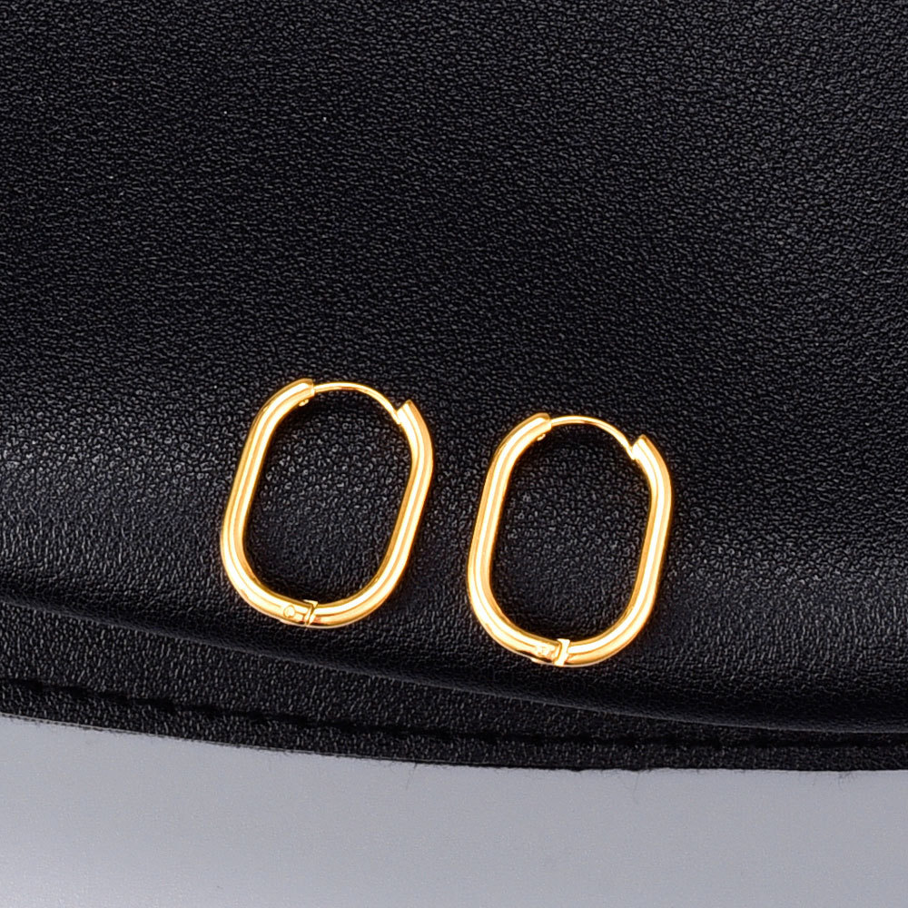 Oval Waterproof Non Tarnish Earrings For Women, 304 Stainless Steel With 18K Real Gold PVD Coated Plating 3