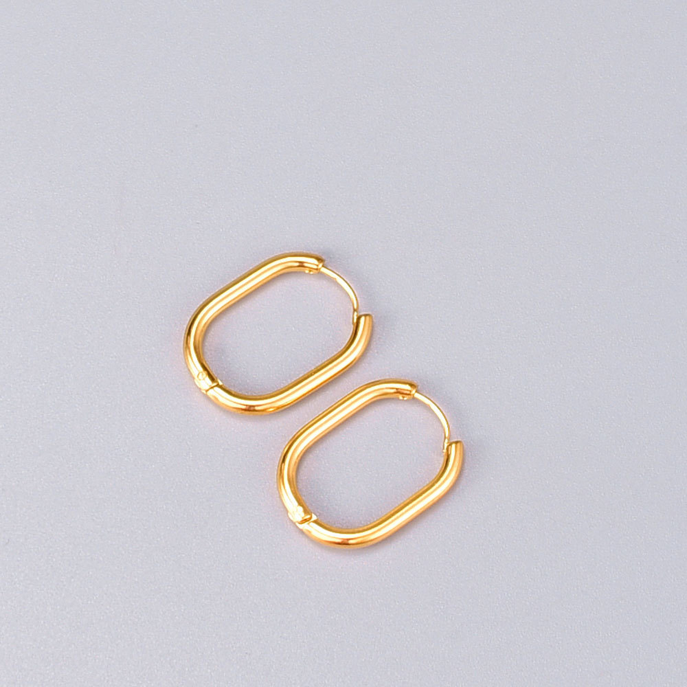 Oval Waterproof Non Tarnish Earrings For Women, 304 Stainless Steel With 18K Real Gold PVD Coated Plating 5