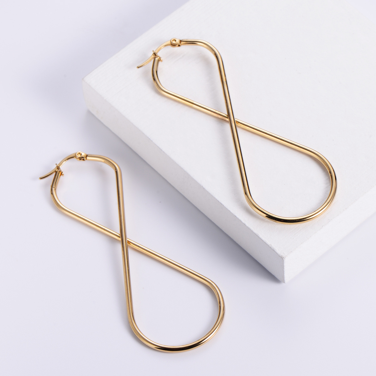 Geometric Earrings For Women In Gold Featuring Imitation Gold Stainless Steel Material, 1 Pair No Inlaid Design