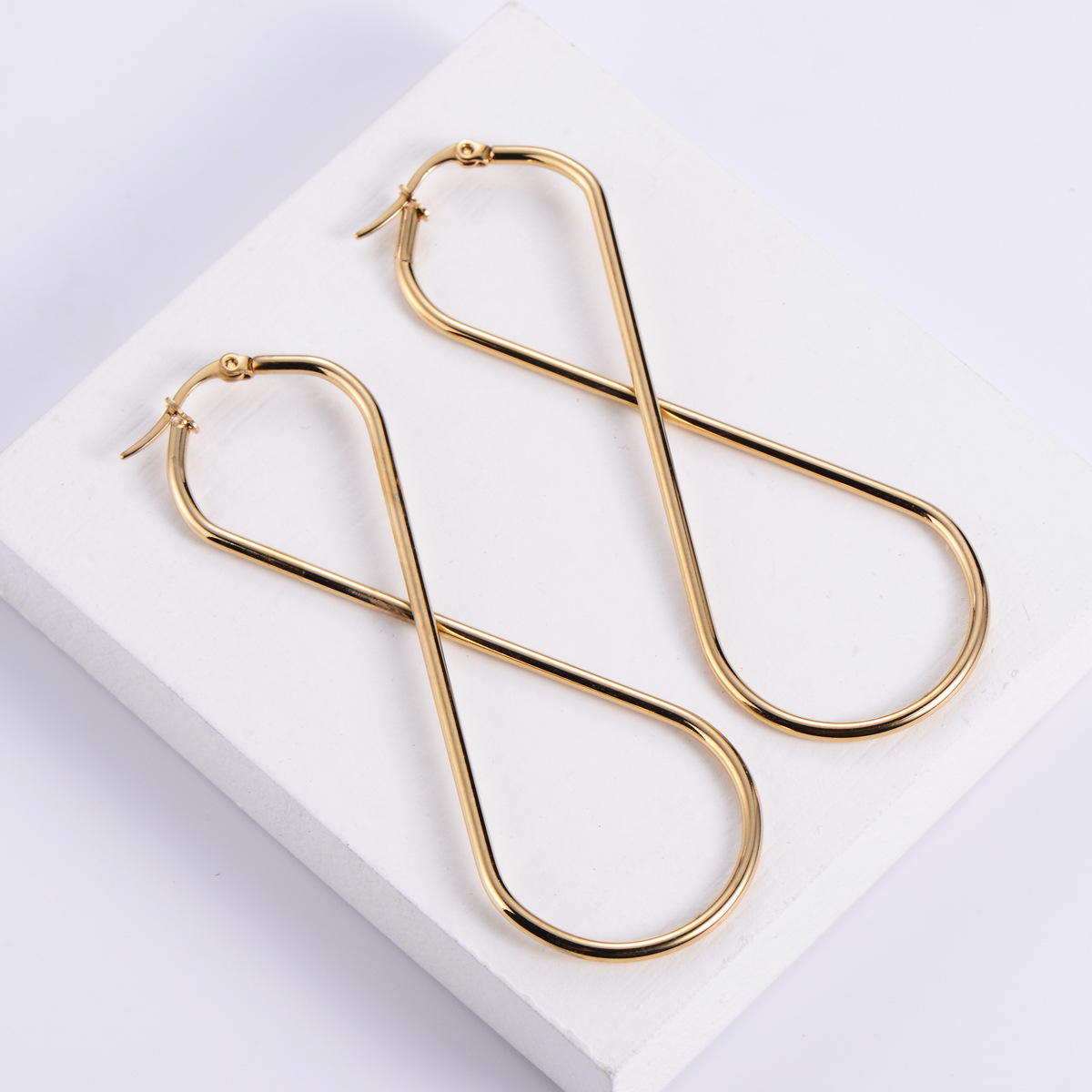 Geometric Earrings For Women In Gold Featuring Imitation Gold Stainless Steel Material, 1 Pair No Inlaid Design 2