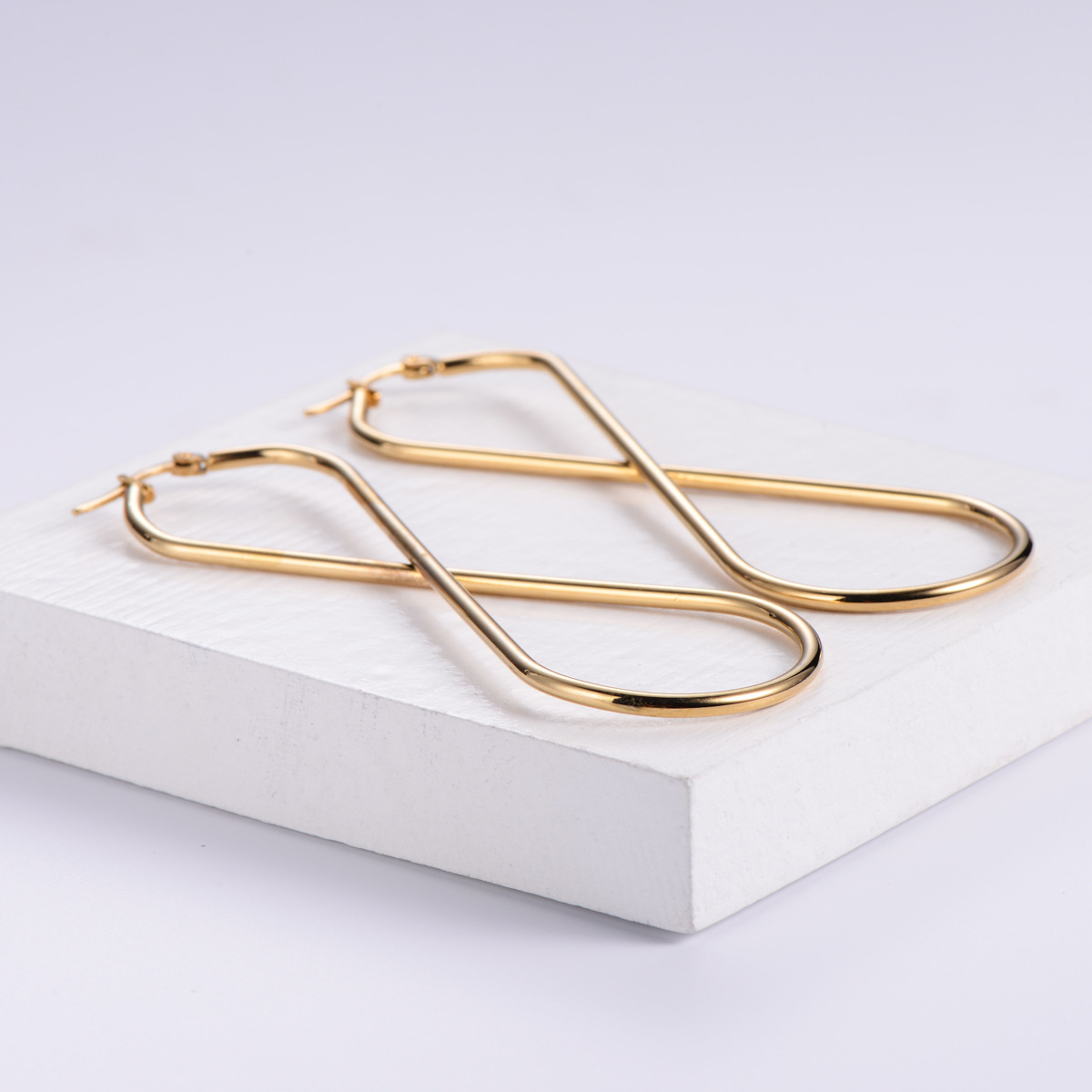 Geometric Earrings For Women In Gold Featuring Imitation Gold Stainless Steel Material, 1 Pair No Inlaid Design 3