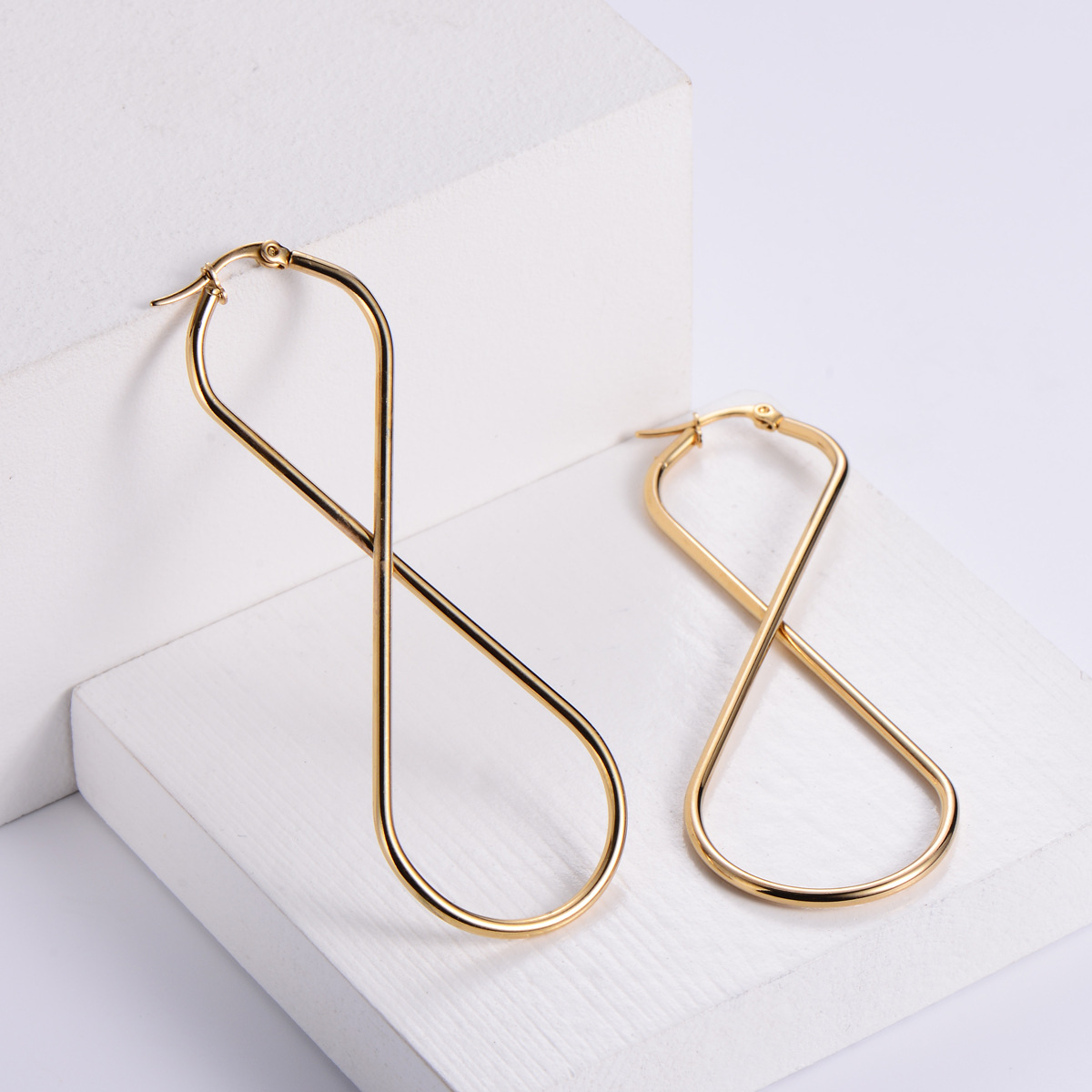 Geometric Earrings For Women In Gold Featuring Imitation Gold Stainless Steel Material, 1 Pair No Inlaid Design 4