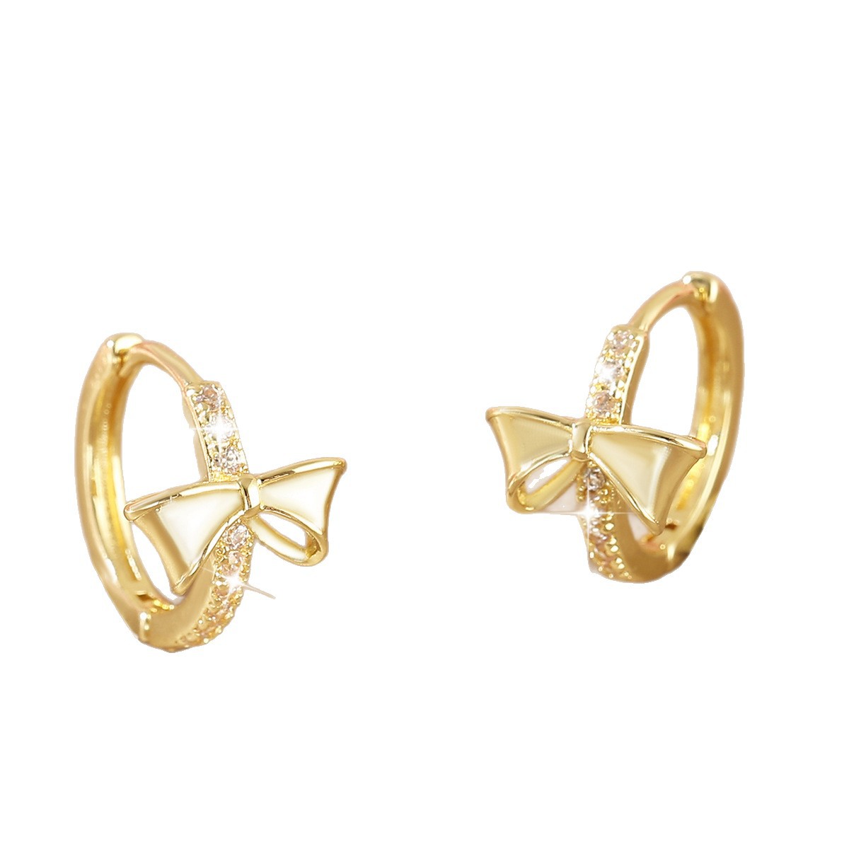 Sweet Women’s Bow Tie Earrings In Electroplated Copper With Zircon Inlay 5