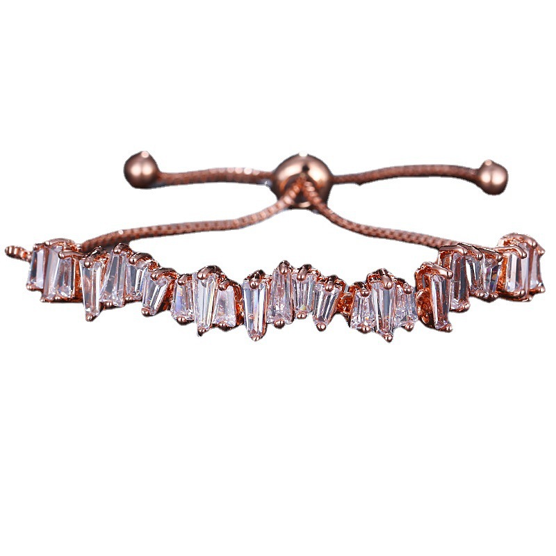 Women's Copper Bracelet With Zircon Inlay In Rose Gold 5
