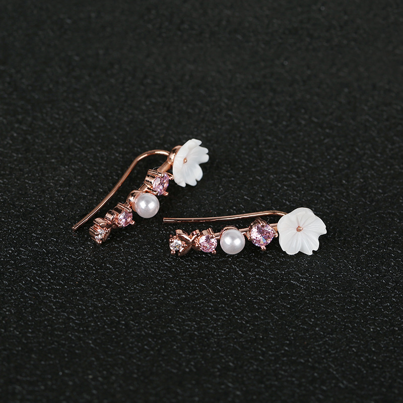 Women’s Copper Drop Earrings Featuring Electroplated Gold Plating And Rhinestone Inlay In A Beautiful Flower Design 4