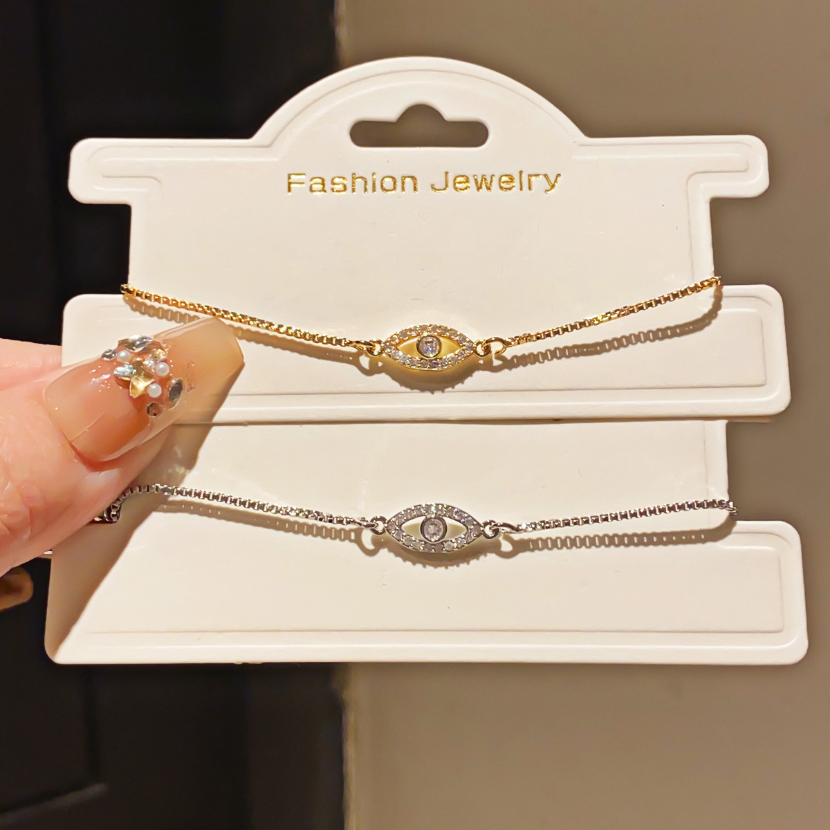 Women's Copper Eye Bracelet With Zircon Inlay In Gold
