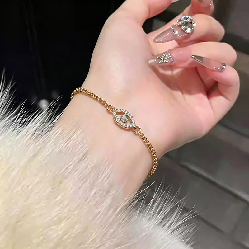 Women's Copper Eye Bracelet With Zircon Inlay In Gold 2