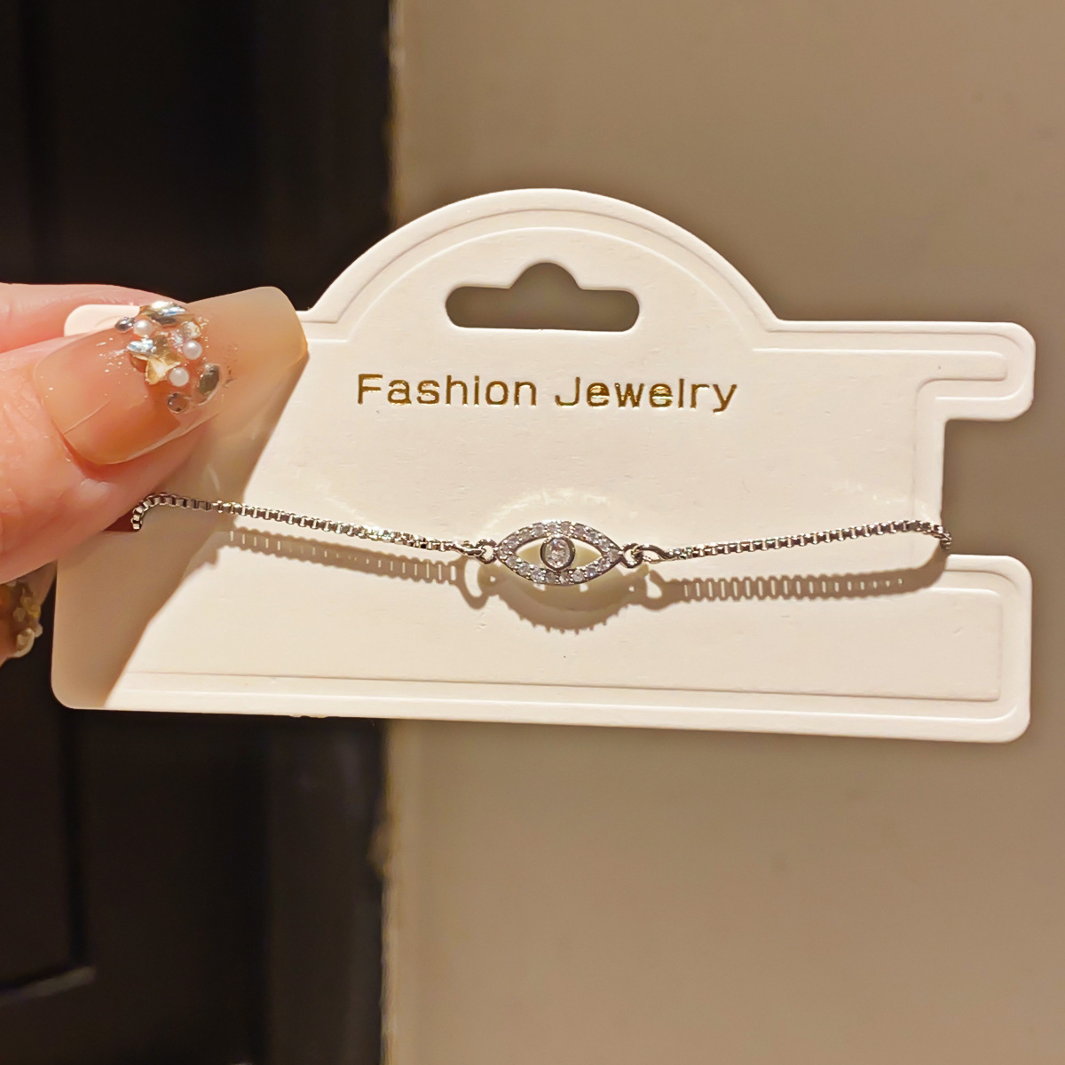 Women's Copper Eye Bracelet With Zircon Inlay In Gold 3
