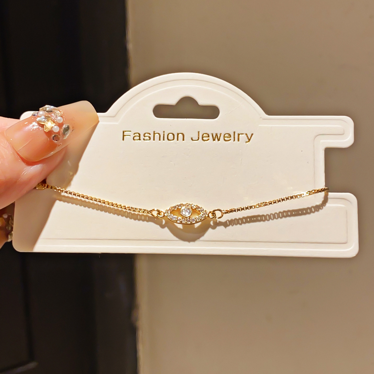 Women's Copper Eye Bracelet With Zircon Inlay In Gold 4