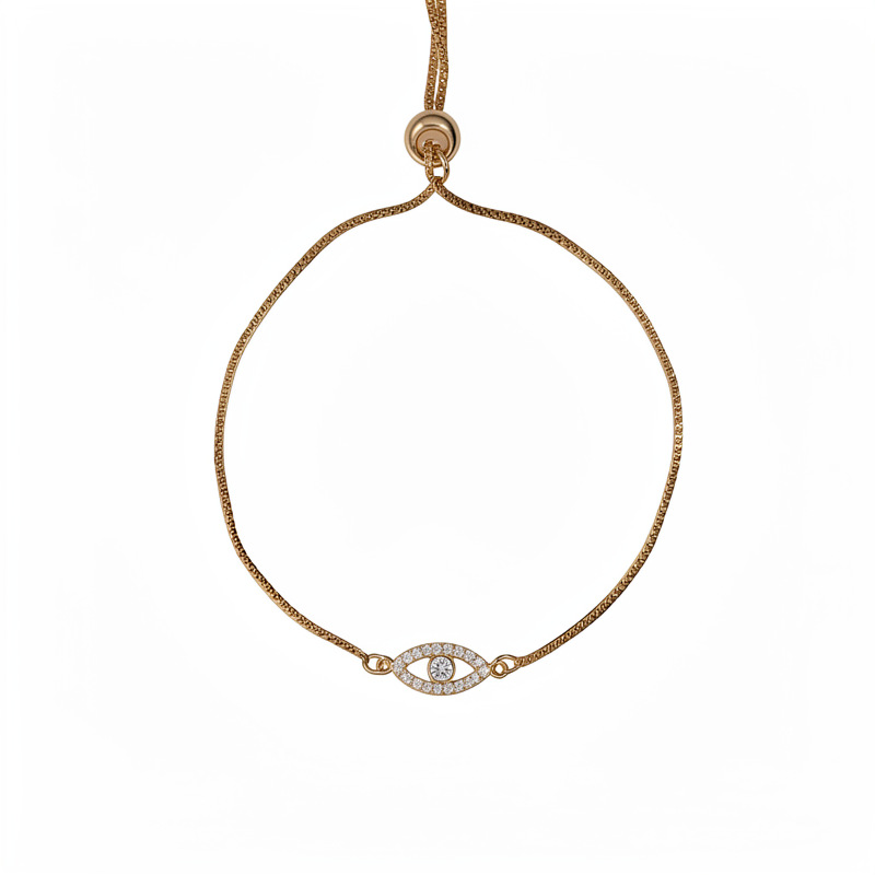 Women's Copper Eye Bracelet With Zircon Inlay In Gold 5
