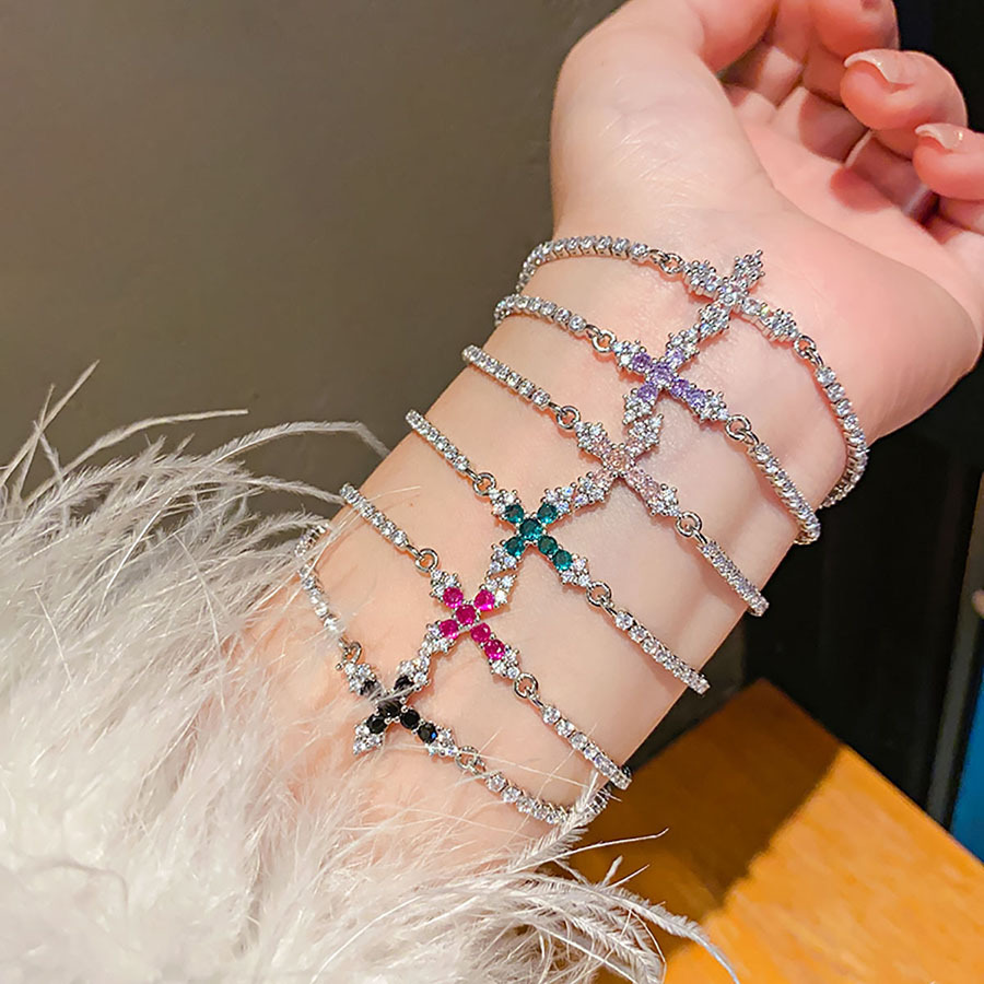 Women’s Copper Flowers Bracelet With Zircon Inlay, Available In Colour 2