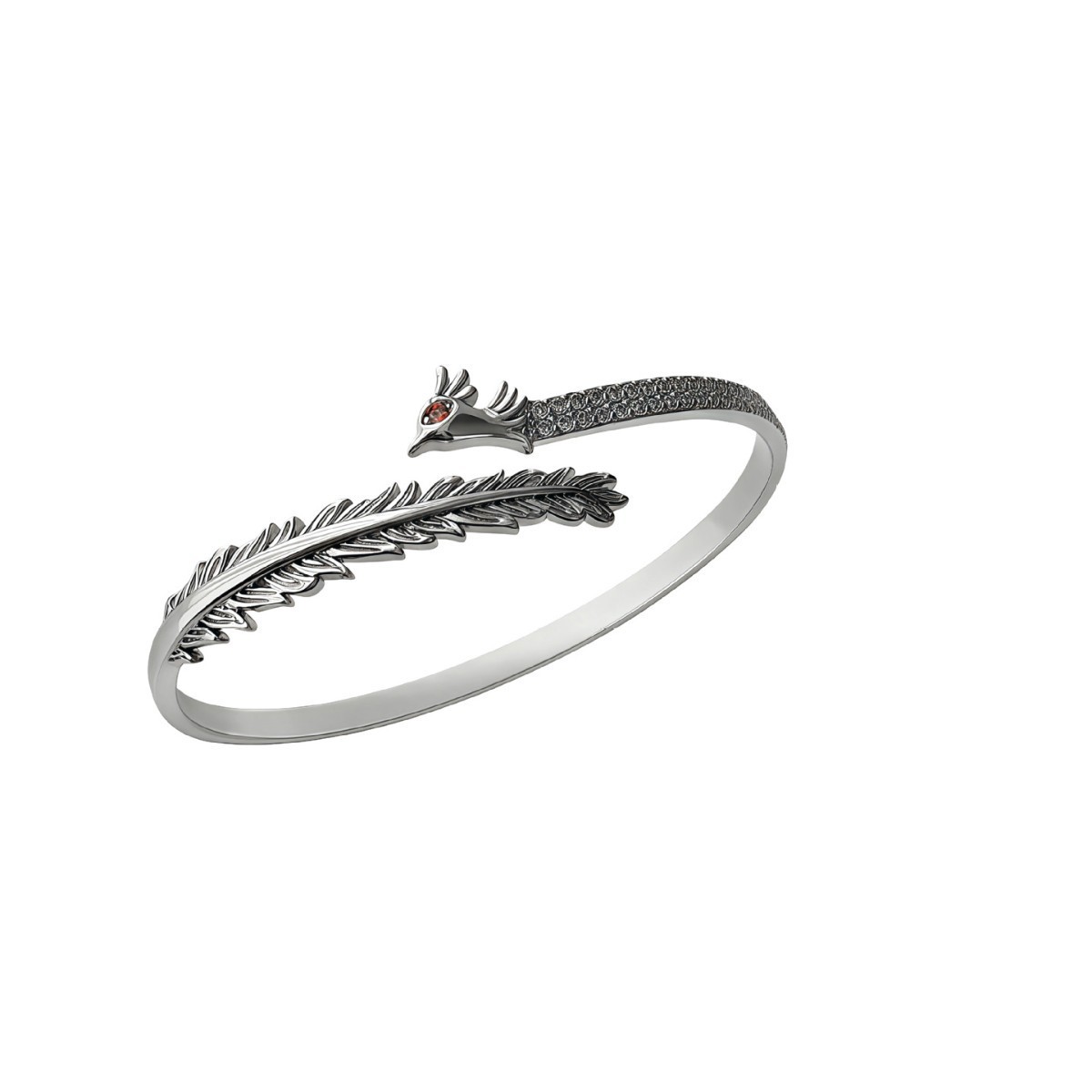 Phoenix Inlay Bangle For Women In Copper With Golden Plated 0.03µm Thickness Featuring Zircon 7