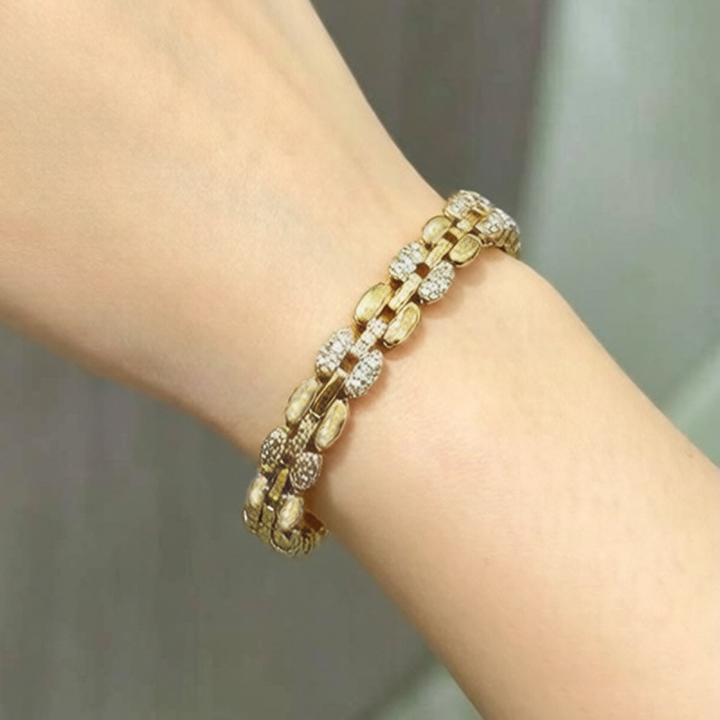 For Women Copper Wristband With Zircon Inlay Craftsmanship, Available In Silver 3