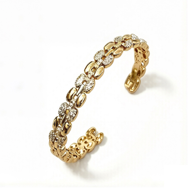 For Women Copper Wristband With Zircon Inlay Craftsmanship, Available In Silver 4