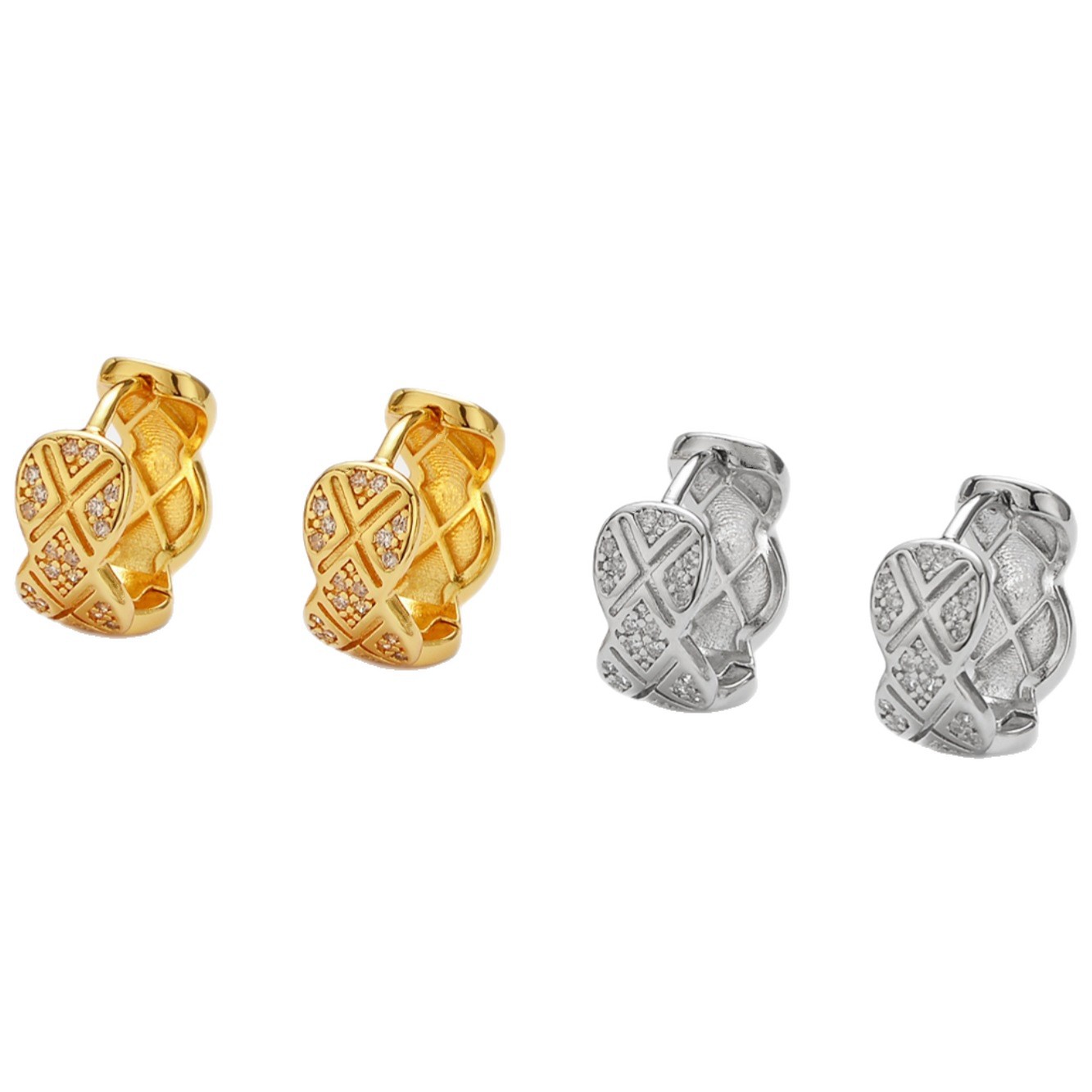 Lingge Luxurious Women’s Earrings In Golden Copper Featuring Zircon Inlay 5