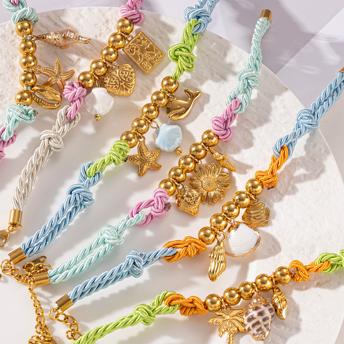 For Women Marine Style Bracelets Featuring Electroplated Gold Plating And Shell Inlay With Weave Craft 4