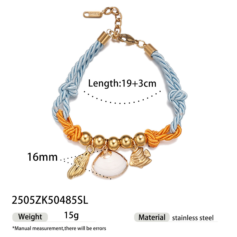 For Women Marine Style Bracelets Featuring Electroplated Gold Plating And Shell Inlay With Weave Craft 5