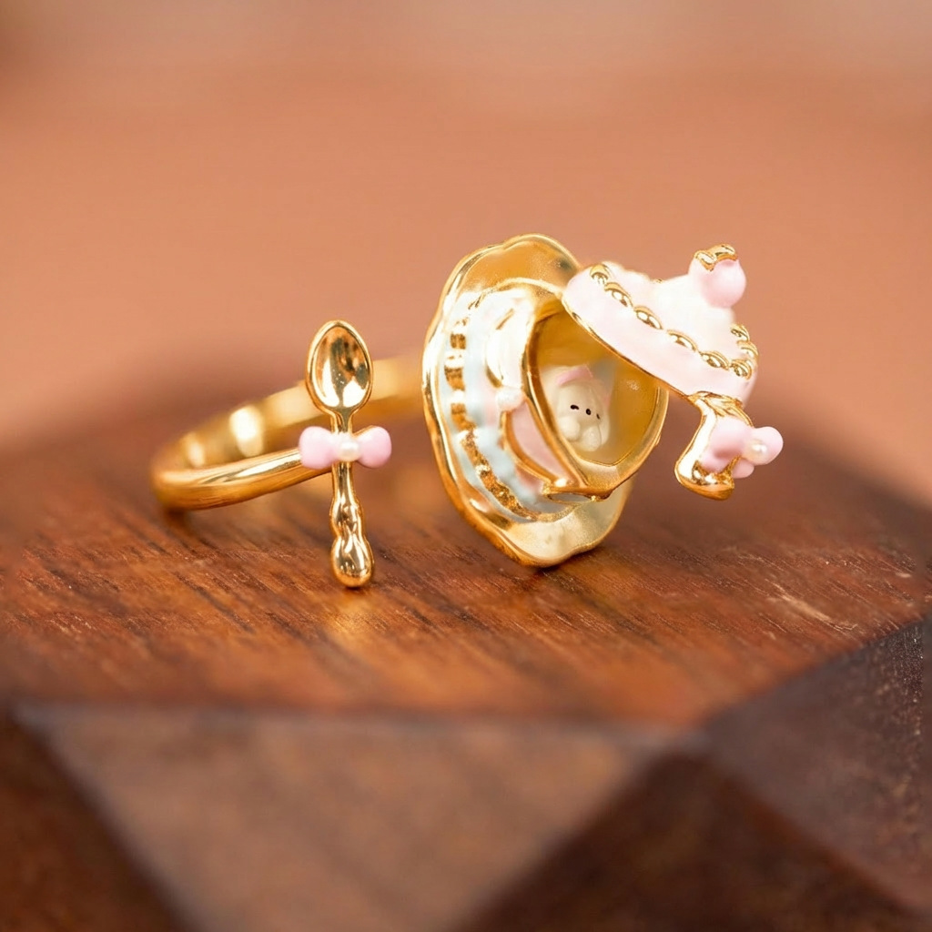 Women’s Enamel Cup Necklace With 18K Real Gold Plated Copper And Zircon Inlay, Featuring Electroplated Box Chain 4