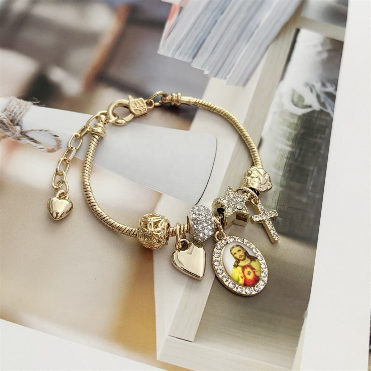 Women’s Ethnic Style Cross Beaded Bracelet In Electroplated Copper 5