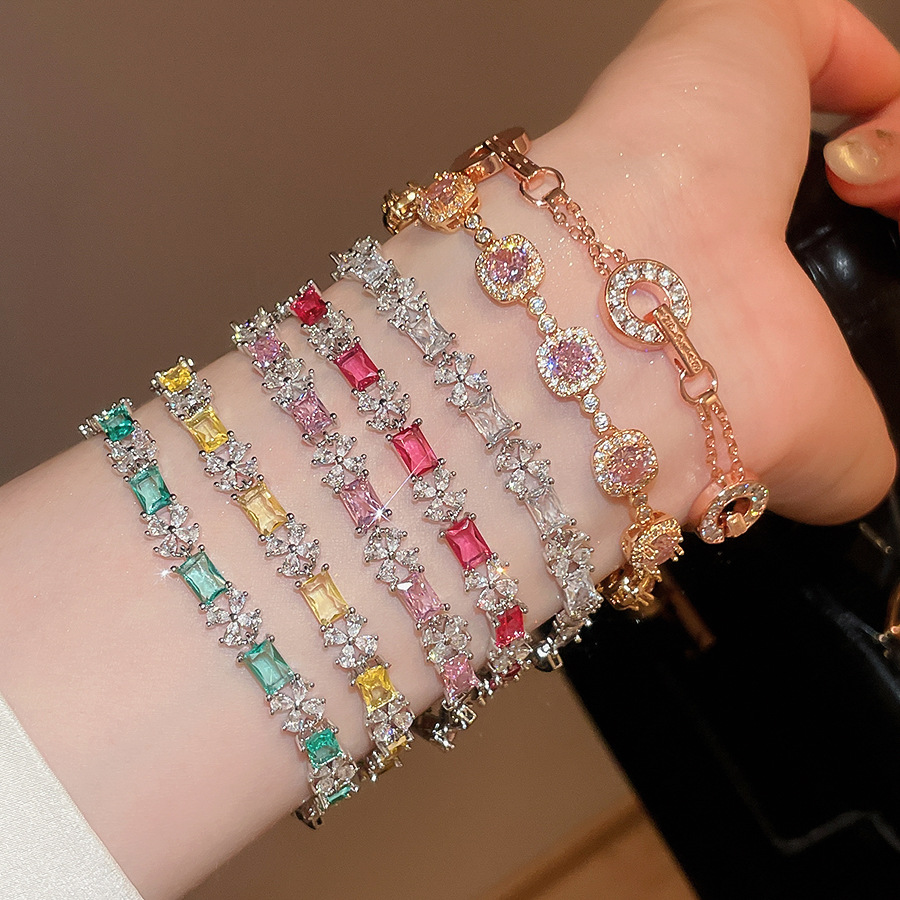 Women’s Flowers Bracelet In Silver With Electroplated Copper And Zircon Inlay 4