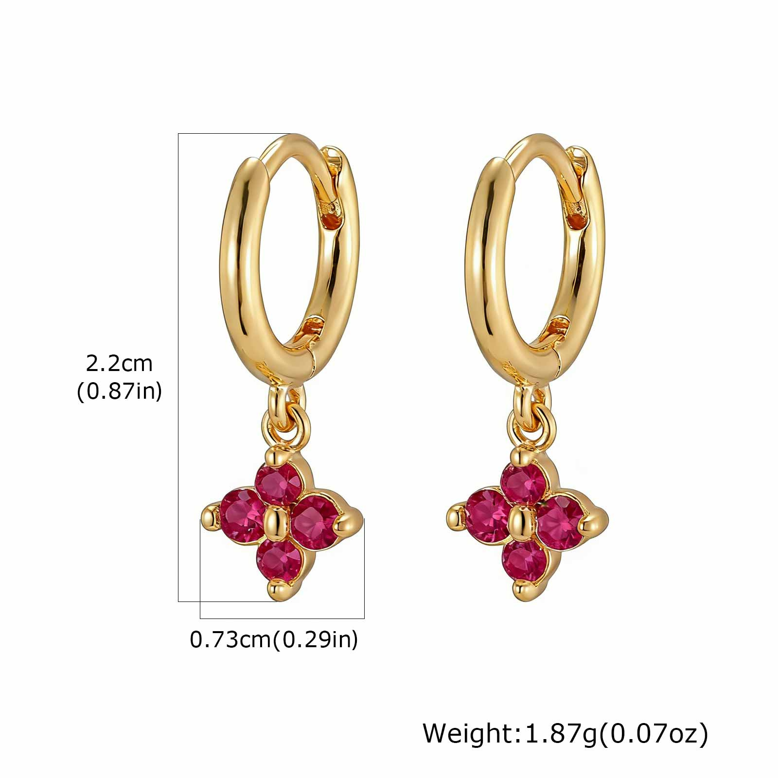Women’s Flowers Earrings With Claw Setting, Golden Plated Copper And Zircon Inlay, Featuring Water Plating Process 2