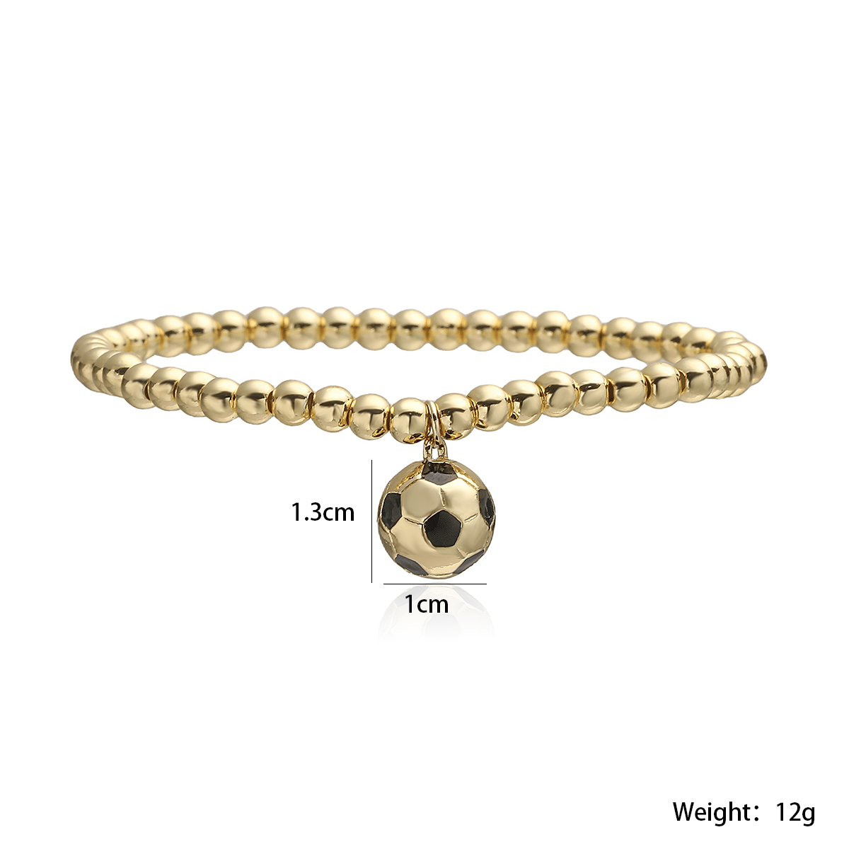 Women’s Football Beaded Chain Bracelet With Zircon Inlay, Copper Base, And 18K Real Gold Water Plating 2