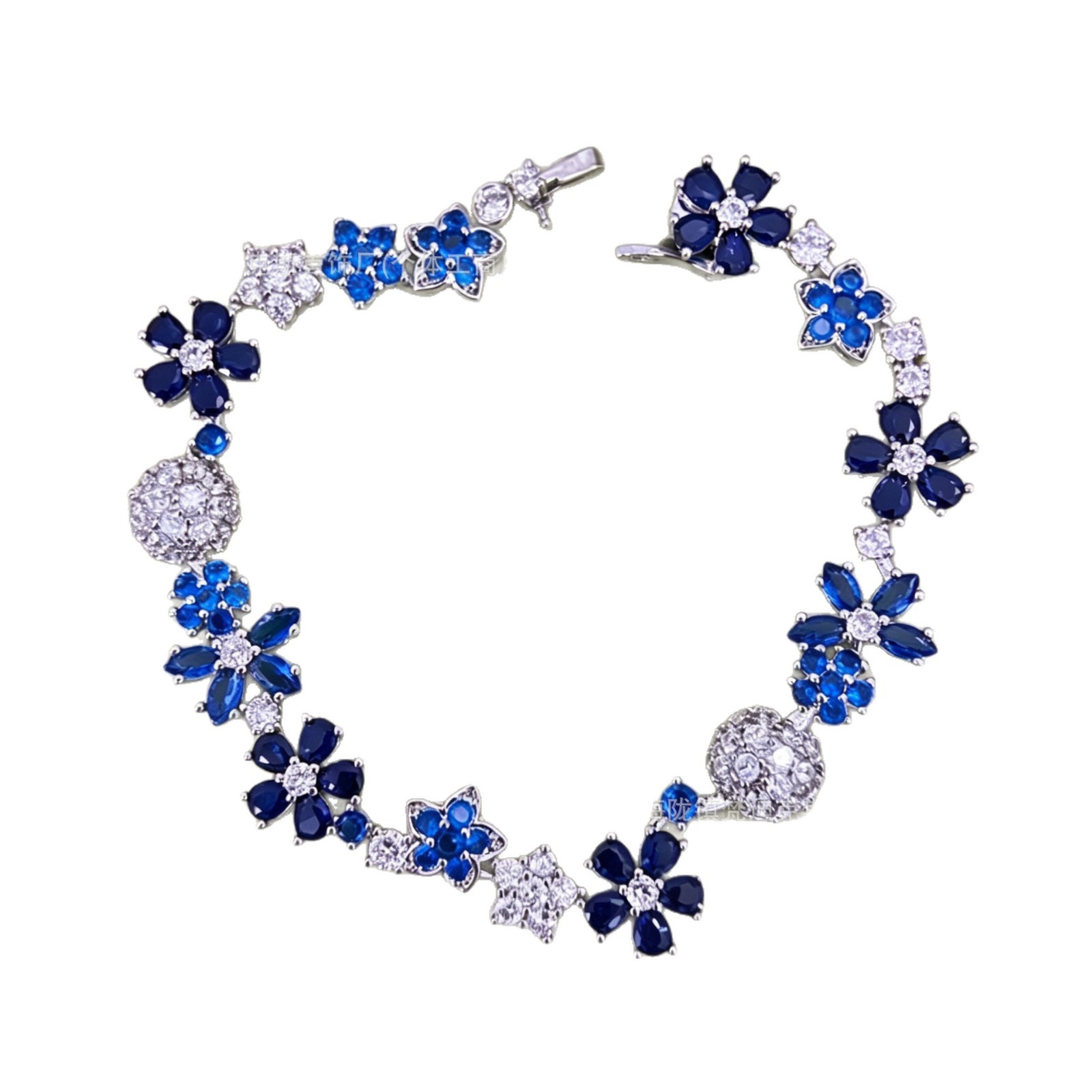 Women’s V Gold Flower Bracelet With Rhinestones In Ombre Color 5