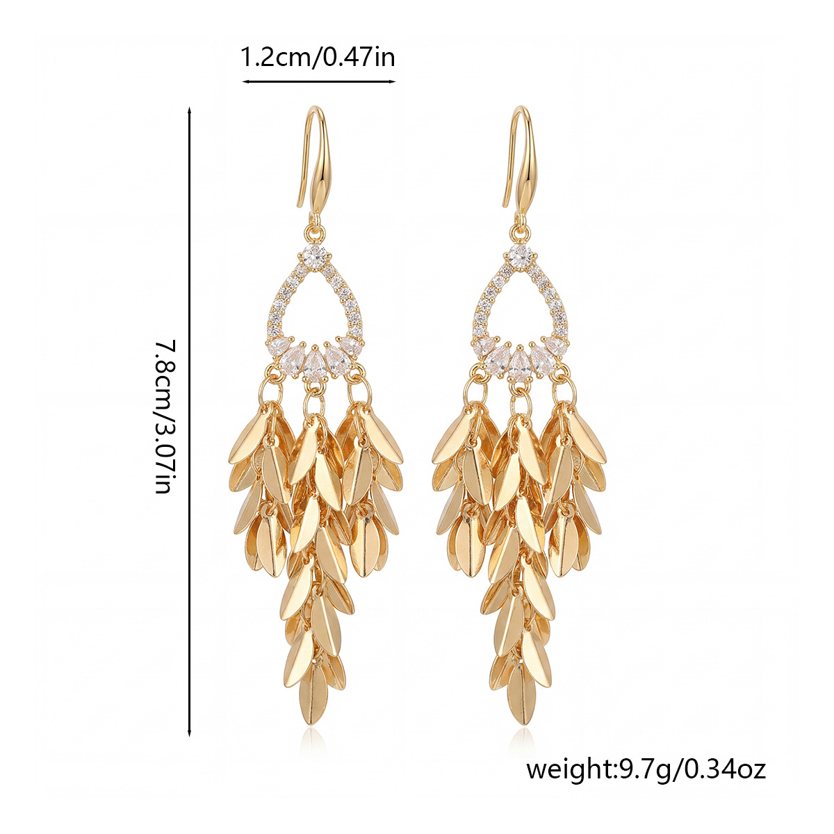 Women’s Real Gold Plated Copper Tassel Grain Drop Earrings Featuring Elegant Design 4